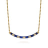 Enamel - 14K Yellow Gold Diamond Bar Necklace with Chrome Blue Enamel - 0.09 ct