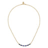 Enamel - 14K Yellow Gold Diamond Bar Necklace with Chrome Blue Enamel - 0.09 ct