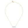 Enamel - 14K Yellow Gold Diamond Bar Necklace with Chrome Green Enamel - 0.06 ct