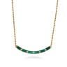 Enamel - 14K Yellow Gold Diamond Bar Necklace with Chrome Green Enamel - 0.09 ct