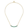 Enamel - 14K Yellow Gold Diamond Bar Necklace with Chrome Green Enamel - 0.09 ct