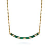 Enamel - 14K Yellow Gold Diamond Bar Necklace with Chrome Green Enamel - 0.09 ct