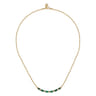 Enamel - 14K Yellow Gold Diamond Bar Necklace with Chrome Green Enamel - 0.09 ct