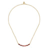 Enamel - 14K Yellow Gold Diamond Bar Necklace with Chrome Red Enamel - 0.09 ct