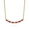 Enamel - 14K Yellow Gold Diamond Bar Necklace with Chrome Red Enamel - 0.09 ct