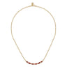 Enamel - 14K Yellow Gold Diamond Bar Necklace with Chrome Red Enamel - 0.09 ct