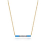Enamel - 14K Yellow Gold Diamond Bar Necklace with Dusk Blue Enamel - 0.06 ct