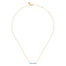 Enamel - 14K Yellow Gold Diamond Bar Necklace with Dusk Blue Enamel - 0.06 ct