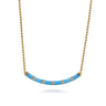 Enamel - 14K Yellow Gold Diamond Bar Necklace with Dusk Blue Enamel - 0.09 ct