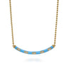 Enamel - 14K Yellow Gold Diamond Bar Necklace with Dusk Blue Enamel - 0.09 ct