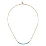 Enamel - 14K Yellow Gold Diamond Bar Necklace with Dusk Blue Enamel - 0.09 ct