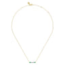 Enamel - 14K Yellow Gold Diamond Bar Necklace with Emerald Green Enamel - 0.06 ct