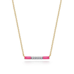 Enamel---14K-Yellow-Gold-Diamond-Bar-Necklace-with-Fuchsia-Enamel1