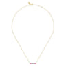 Enamel - 14K Yellow Gold Diamond Bar Necklace with Fuchsia Enamel - 0.06 ct