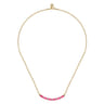 Enamel - 14K Yellow Gold Diamond Bar Necklace with Fuchsia Enamel - 0.09 ct