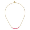 Enamel - 14K Yellow Gold Diamond Bar Necklace with Fuchsia Enamel - 0.09 ct
