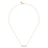 Enamel - 14K Yellow Gold Diamond Bar Necklace with Mint Green Enamel - 0.06 ct