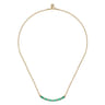 Enamel - 14K Yellow Gold Diamond Bar Necklace with Mint Green Enamel - 0.09 ct
