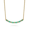 Enamel - 14K Yellow Gold Diamond Bar Necklace with Mint Green Enamel - 0.09 ct