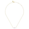 Enamel - 14K Yellow Gold Diamond Bar Necklace with White Enamel - 0.06 ct