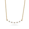 Enamel - 14K Yellow Gold Diamond Bar Necklace with White Enamel - 0.09 ct