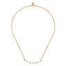 Enamel - 14K Yellow Gold Diamond Bar Necklace with White Enamel - 0.09 ct