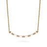 Enamel - 14K Yellow Gold Diamond Bar Necklace with White Enamel - 0.09 ct