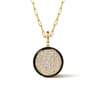 Enamel - 14K Yellow Gold Diamond Medallion With Detachable Bail with Black Enamel - 1.5 ct