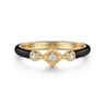 Enamel - 14K Yellow Gold Diamond Split Stackable with Black Enamel - 0.06 ct