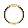 Enamel - 14K Yellow Gold Diamond Split Stackable with Black Enamel - 0.06 ct