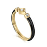 Enamel - 14K Yellow Gold Diamond Split Stackable with Black Enamel - 0.06 ct