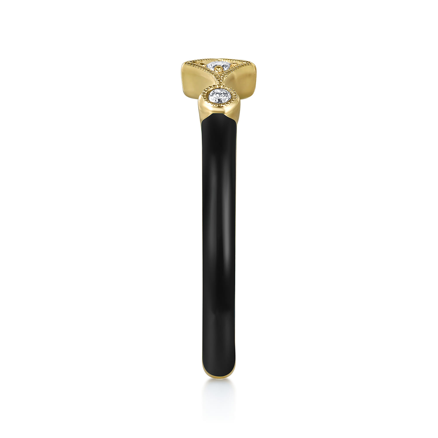 Enamel - 14K Yellow Gold Diamond Split Stackable with Black Enamel - 0.06 ct - Shot 4