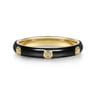 Enamel - 14K Yellow Gold Diamond Split Stackable with Black Enamel - 0.05 ct