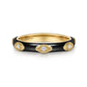Enamel - 14K Yellow Gold Diamond Split Stackable with Black Enamel - 0.08 ct