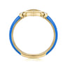 Enamel - 14K Yellow Gold Diamond Split Stackable with Blue Enamel - 0.06 ct
