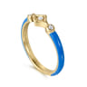 Enamel - 14K Yellow Gold Diamond Split Stackable with Blue Enamel - 0.06 ct