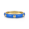 Enamel - 14K Yellow Gold Diamond Split Stackable with Blue Enamel - 0.05 ct