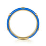 Enamel - 14K Yellow Gold Diamond Split Stackable with Blue Enamel - 0.05 ct