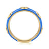 Enamel - 14K Yellow Gold Diamond Split Stackable with Blue Enamel - 0.08 ct