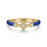 Enamel - 14K Yellow Gold Diamond Split Stackable with Chrome Blue Enamel - 0.06 ct