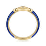 Enamel - 14K Yellow Gold Diamond Split Stackable with Chrome Blue Enamel - 0.06 ct