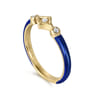 Enamel - 14K Yellow Gold Diamond Split Stackable with Chrome Blue Enamel - 0.06 ct