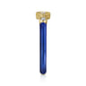 Enamel - 14K Yellow Gold Diamond Split Stackable with Chrome Blue Enamel - 0.06 ct