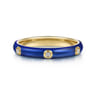 Enamel - 14K Yellow Gold Diamond Split Stackable with Chrome Blue Enamel - 0.05 ct