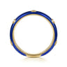 Enamel - 14K Yellow Gold Diamond Split Stackable with Chrome Blue Enamel - 0.05 ct