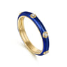 Enamel - 14K Yellow Gold Diamond Split Stackable with Chrome Blue Enamel - 0.05 ct