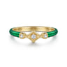 Enamel - 14K Yellow Gold Diamond Split Stackable with Chrome Green Enamel - 0.06 ct