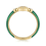 Enamel - 14K Yellow Gold Diamond Split Stackable with Chrome Green Enamel - 0.06 ct