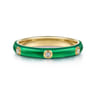 Enamel - 14K Yellow Gold Diamond Split Stackable with Chrome Green Enamel - 0.05 ct