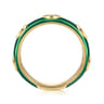 Enamel - 14K Yellow Gold Diamond Split Stackable with Chrome Green Enamel - 0.08 ct